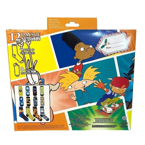 NEW 12 Days Of Socks Nickelodeon Shoe Size 6 - 12 Ankle + Crew NIB Holiday Gift - Picture 2 of 6